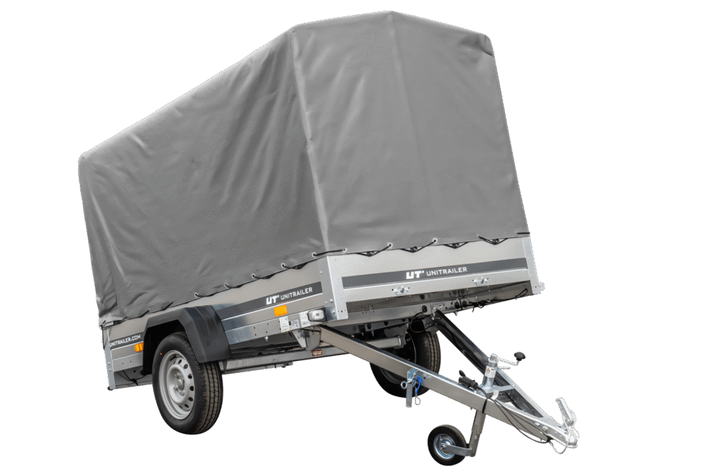 PKW Anhänger 230×125 Garden Trailer 230 KIPP Unitrailer 750 kg mit Stützrad, 110 cm hoher Plane und Hochspriegel-Neu