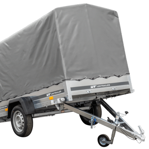 PKW Anhänger 230×125 Garden Trailer 230 KIPP Unitrailer 750 kg mit Stützrad, 110 cm hoher Plane und Hochspriegel-Neu