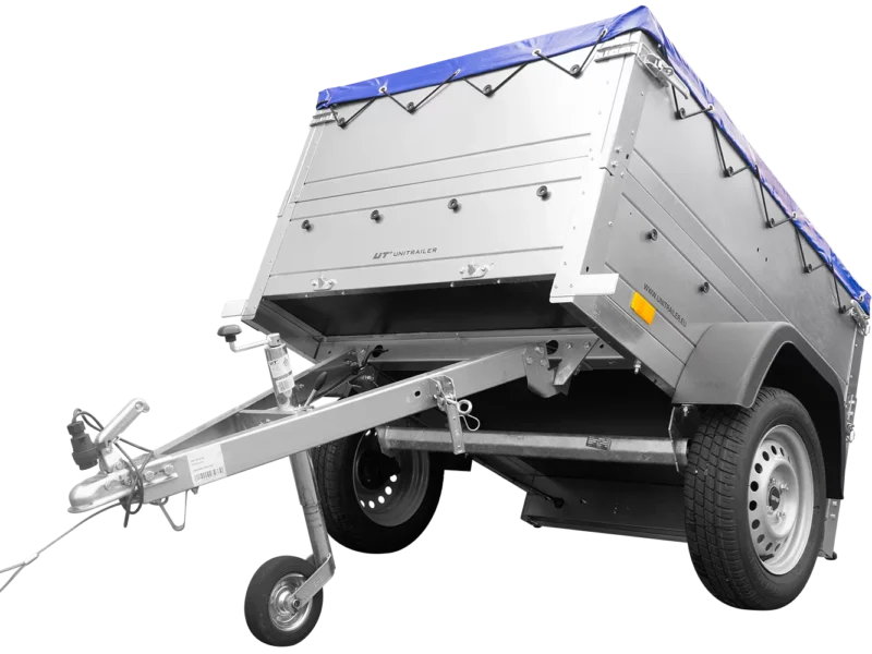 Pkw Anhänger Neu Garden Trailer 150 KIPP mit zusätzlichen Bordwänden, Stützrad und blauer Flachplane-Neu