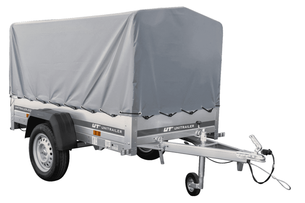 Tieflader Pkw Anhänger Garden Trailer 200 KIPP 200×106 cm 750 kg [mit Hochspriegel, Hochplane und Stützrad]-Neu