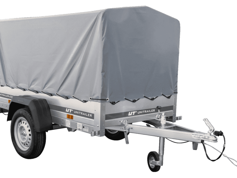 Tieflader Pkw Anhänger Garden Trailer 200 KIPP 200×106 cm 750 kg [mit Hochspriegel, Hochplane und Stützrad]-Neu