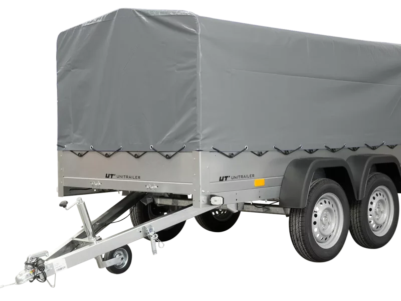 Unitrailer Garden Trailer Anhänger 264/2 Kipp Mit Stützrad, Spriegel Und Grauer Plane-Neu